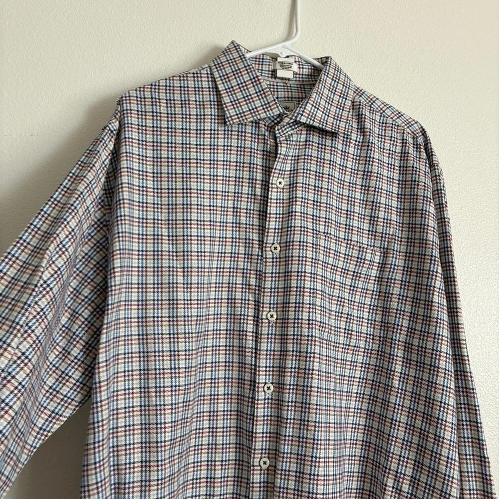 Men's Peter Millar Crown Long Sleeve Button up Shirt Red Blue And White  XL